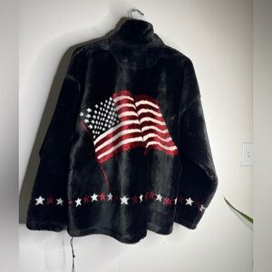 Bear Ridge plush fleece cozy American flag jacket